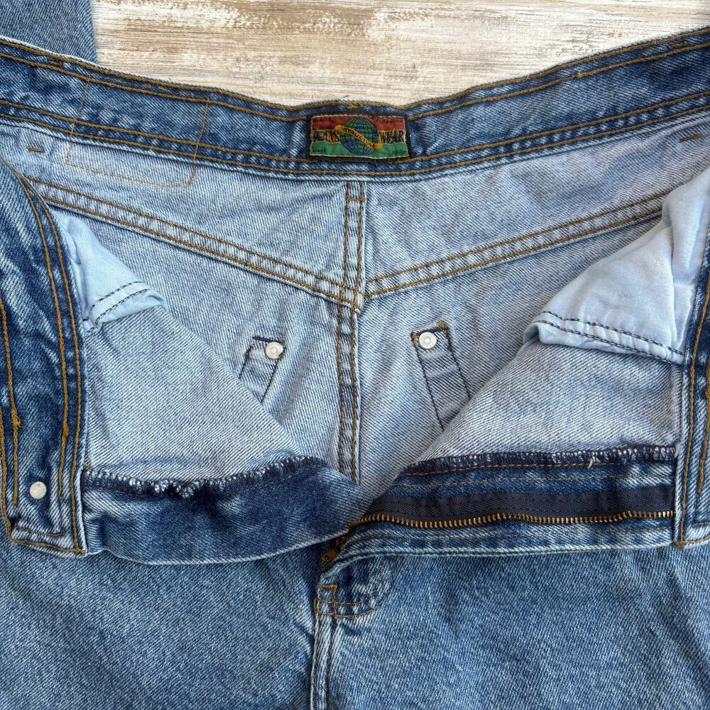 VTG Structure Jeans 38L x 34 Medium Wash Blue Denim - Picture 6 of 13